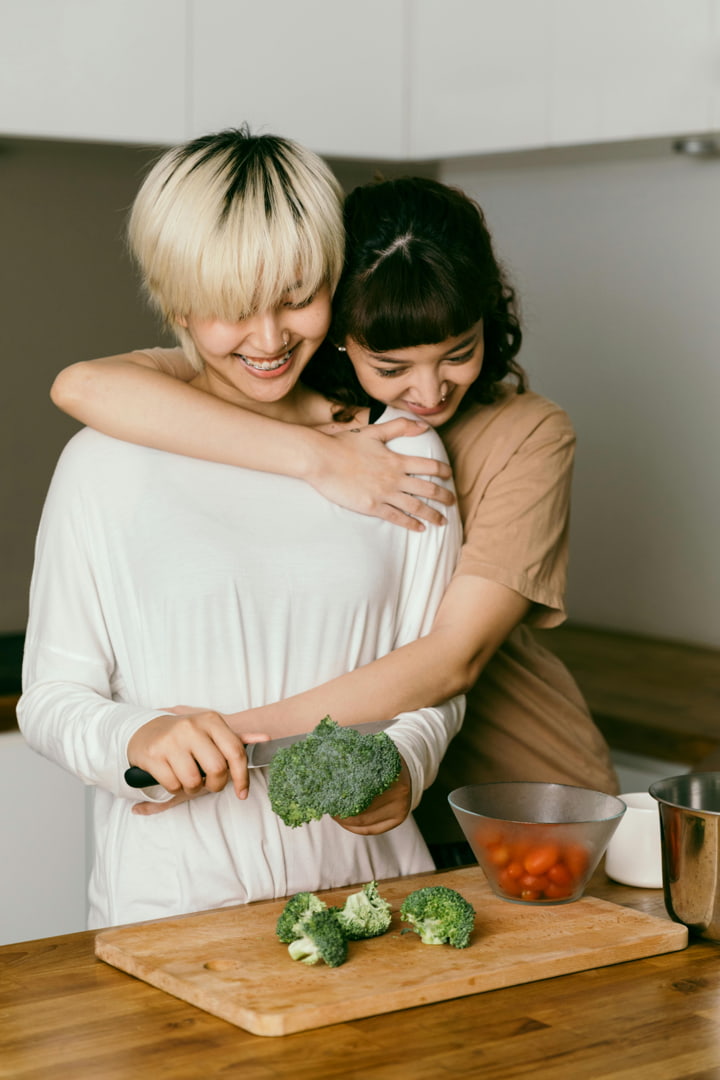 a couple cooking together